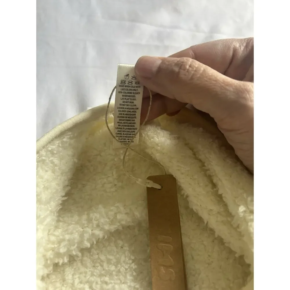 Skims Teddy Cropped Full Zip Fleece Jacket Womens Size S/M Ivory Comfort NWT - Picture 4 of 8